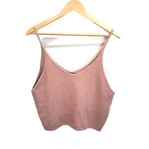 NWT Code x Mode Womens Mauve Pink Angora Sweater Sz L Cami Tank Cropped Vacation